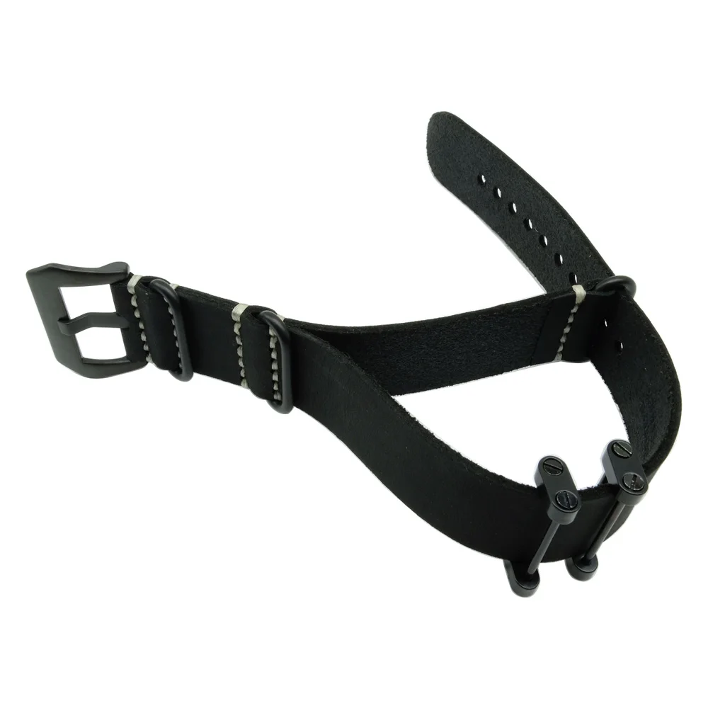 24mm Crazy Horse Rough Hand Wax Genuine Leather Military Watch Strap Band  For Suunto Core Traverse +  Adapters + Screwdriver