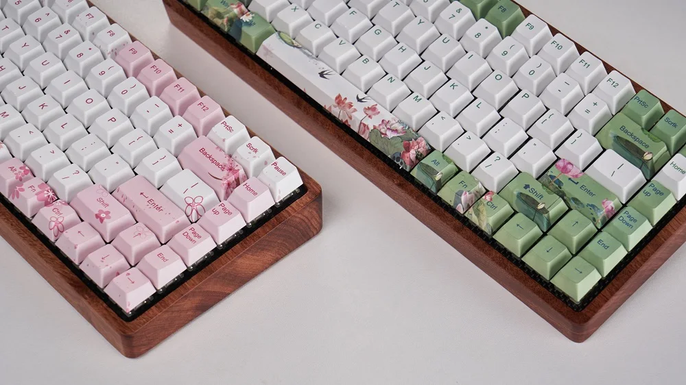 Gk84 механическая клавиатура 75% dye sub keycap Деревянный Пользовательский светильник rgb чернила paintingsakura lotus bluetooth 4,0 USB двойной режим
