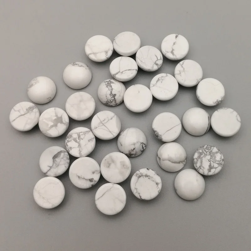 Бусины Из Натурального Белого Камня howlite 8 мм Круглый Кабошон без отверстий для