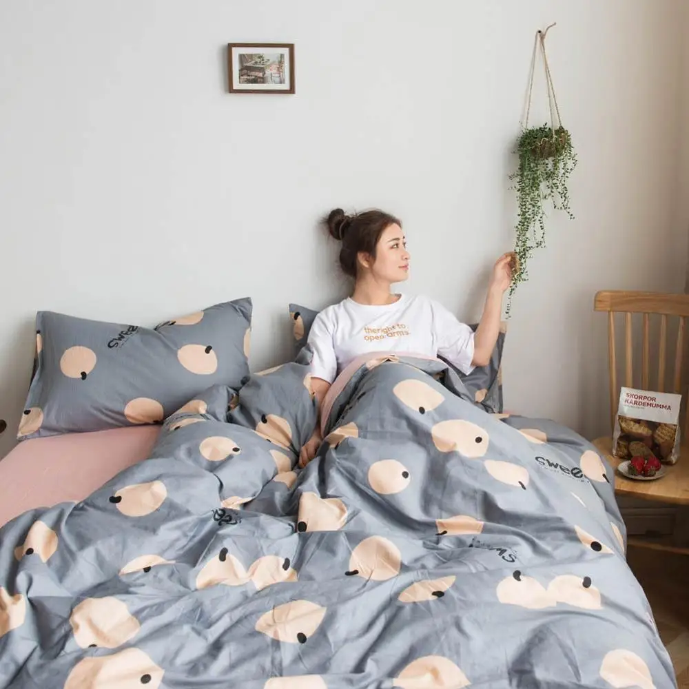 2019 оранжевый фруктовый серый покрывало пододеяльник набор хлопковый постельный