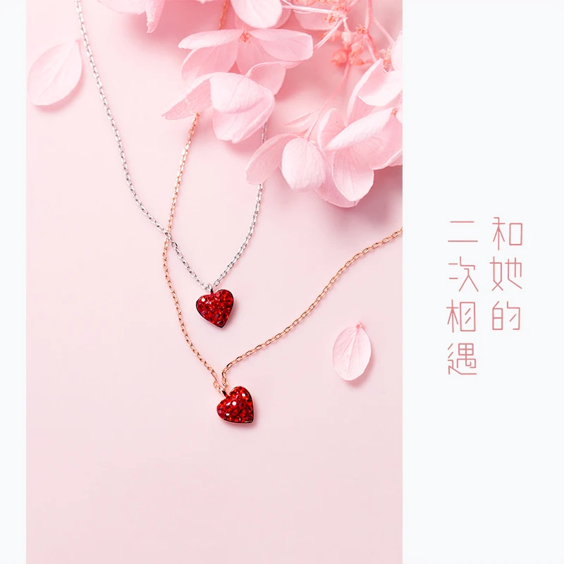 AROCH S925 Серебряная цепочка для девочек модная Милая подвеска с сердечками
