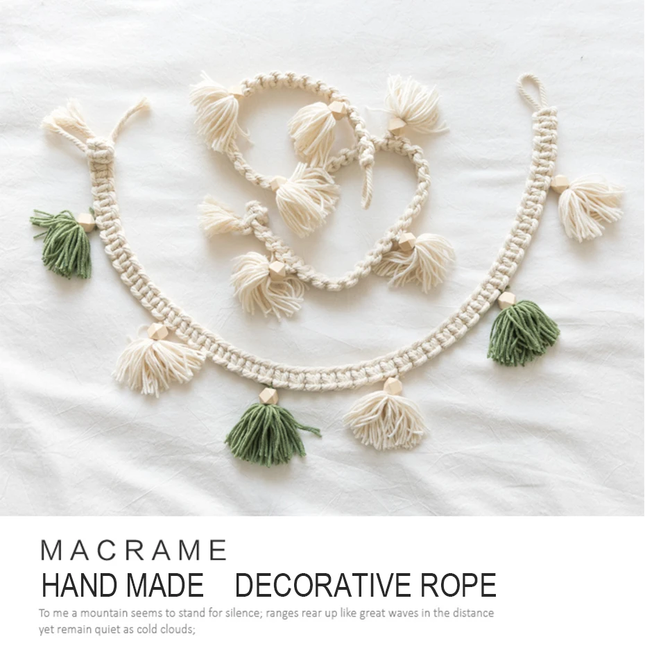 Macrame Wall Hanging Hand-woven Wall Lanyard Decorative Flower room decoration Literary Pendant Home Decoration kitchen helpers