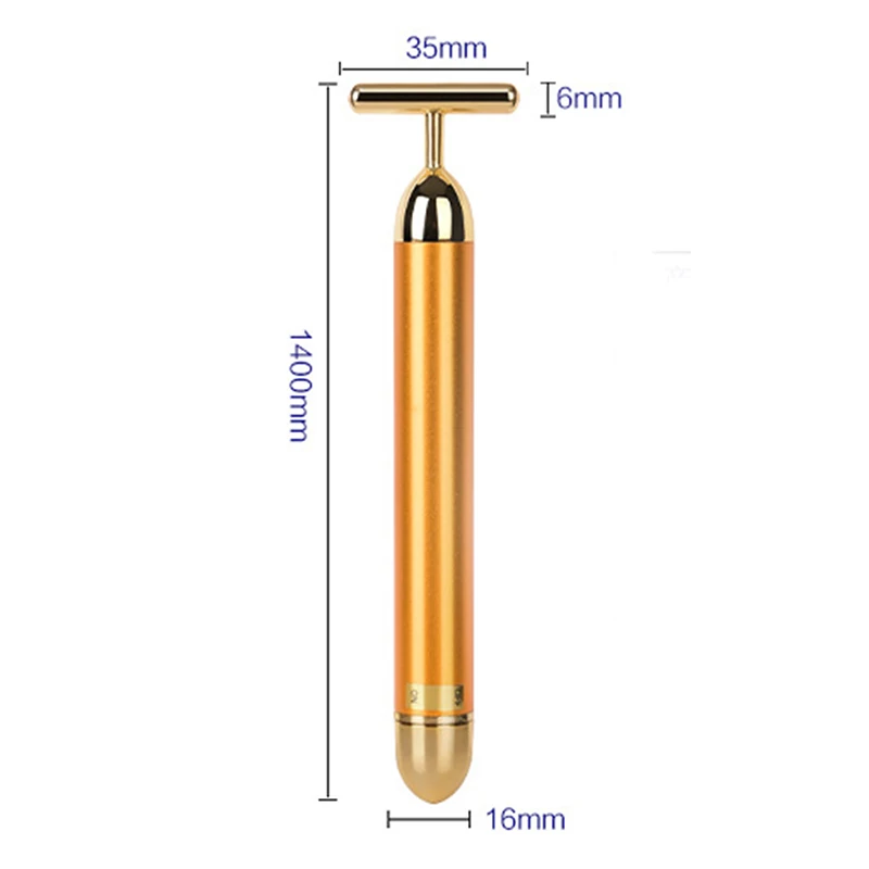 Роликовый массажер для лица 1 шт. похудения 24 К золото вибрирующий красоты