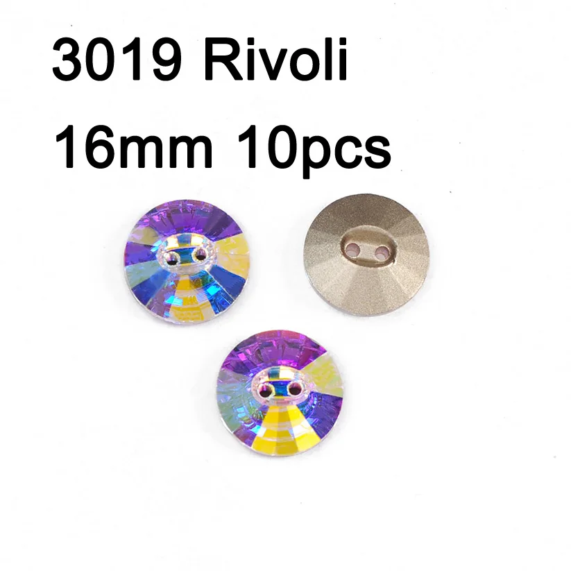 Rivoli 16mm 10pcs Кристалл AB Rivoli квадратные пуговицы отверстия стразы пришить на кнопку DIY ремесло для ювелирных изделий одежды диван костюм для гимнастики - Color: Rivoli 16mm 10pcs