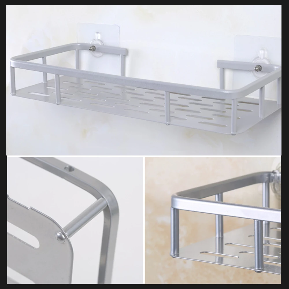 Bathroom Punch-Free Suction Cup Wall-Mounted Rack Bathroom Toilet Vanity Rack Four-Corner Storage Rack Wall Shelf