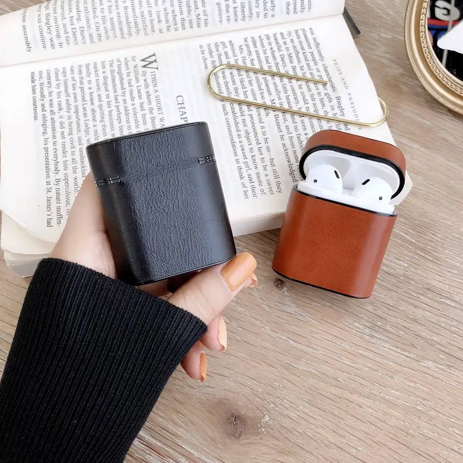 Axbety для AirPods 2 Чехол кожаный чехол для наушников Чехол коробка для Apple Airpods 1 2 Чехол Мягкая микрофибра жесткий чехол