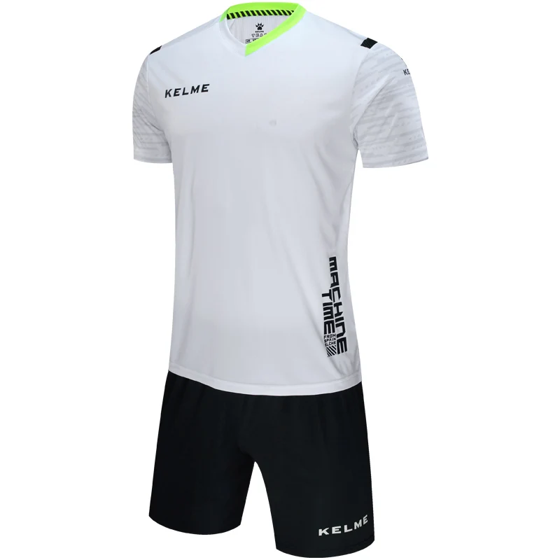 KELME мужские футбольные майки для взрослых спортивные комплекты Survete мужские футбольные костюмы тренировочные трикотажные наборы футбольной формы 3881019 - Цвет: Белый