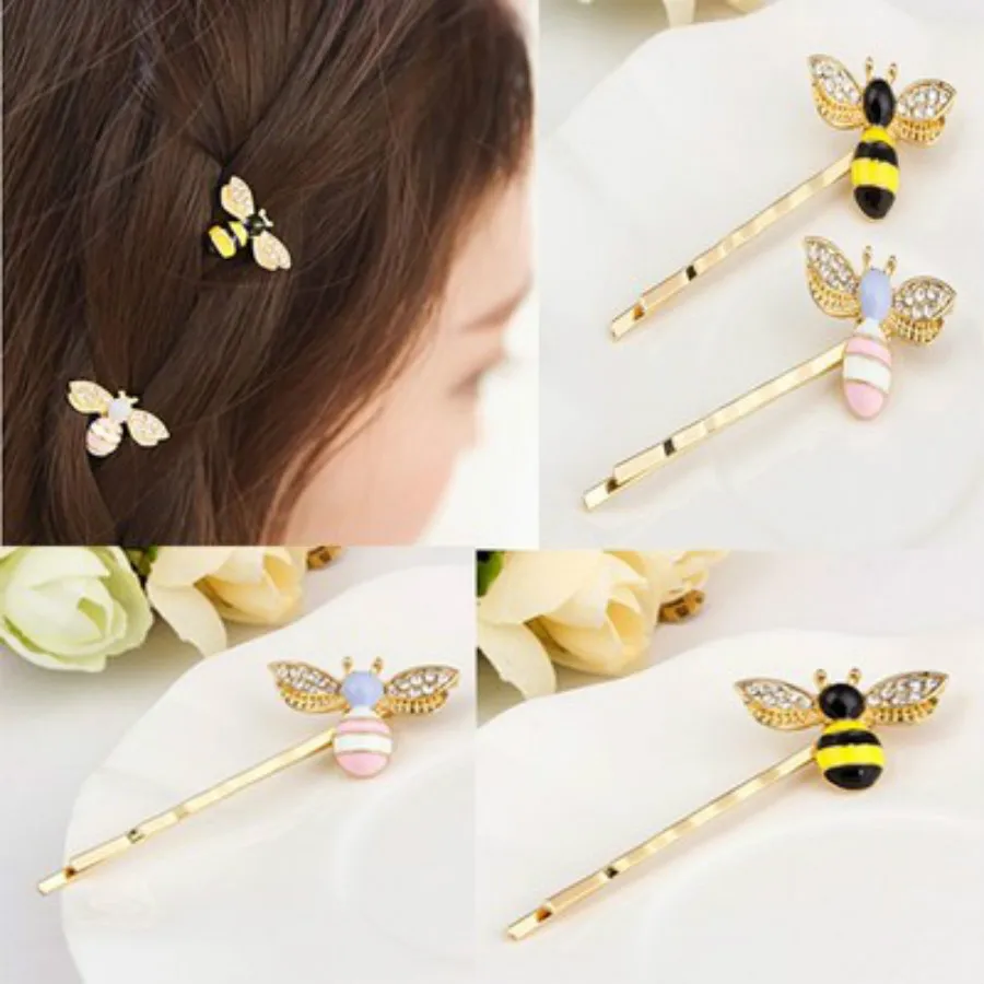 1 шт. модная мини-заколка для волос в виде пчелы с бриллиантами полый