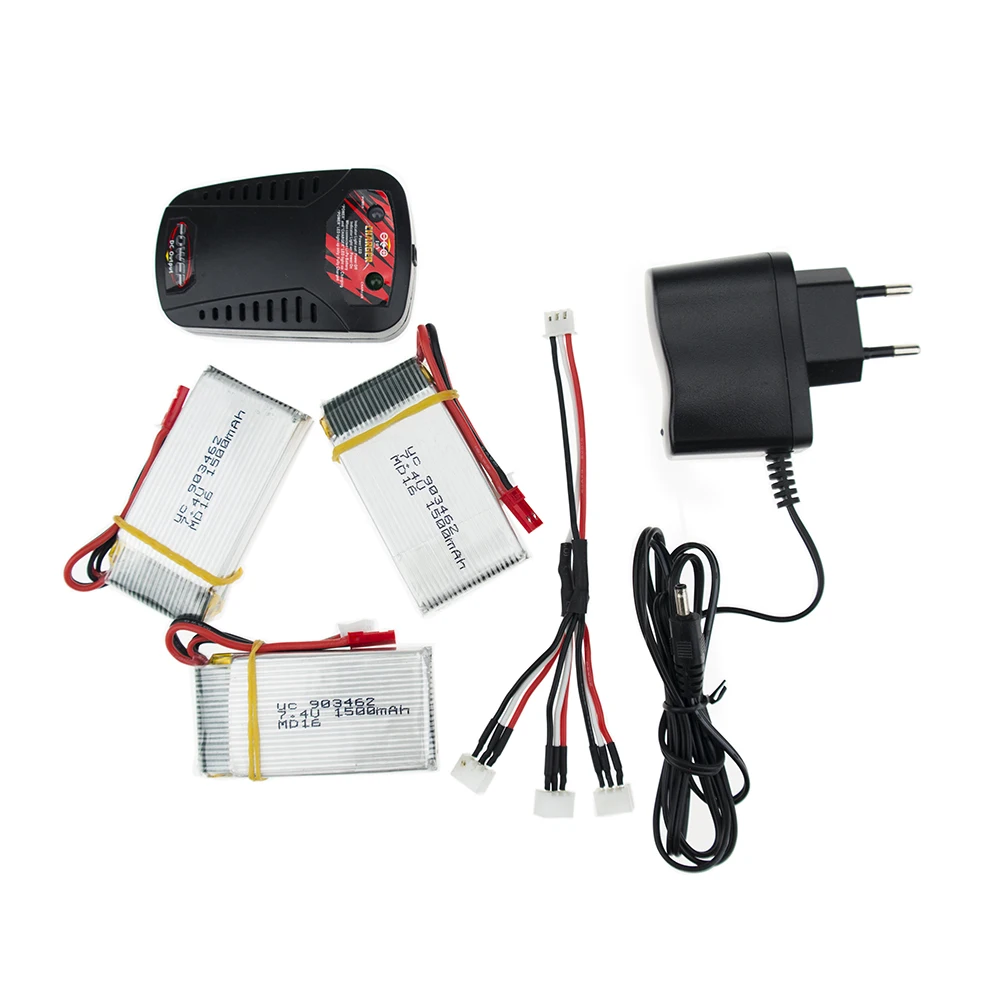 3 шт. 7 4 В 1500 мАч Lipo батарея jst вилка ЕС зарядное устройство для WLtoys V913 2 4G 4CH с