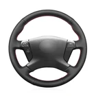 Сшитый вручную чехол рулевого колеса автомобиля из искусственной кожи для Toyota Avensis 2003 2004 2005 2006 2007