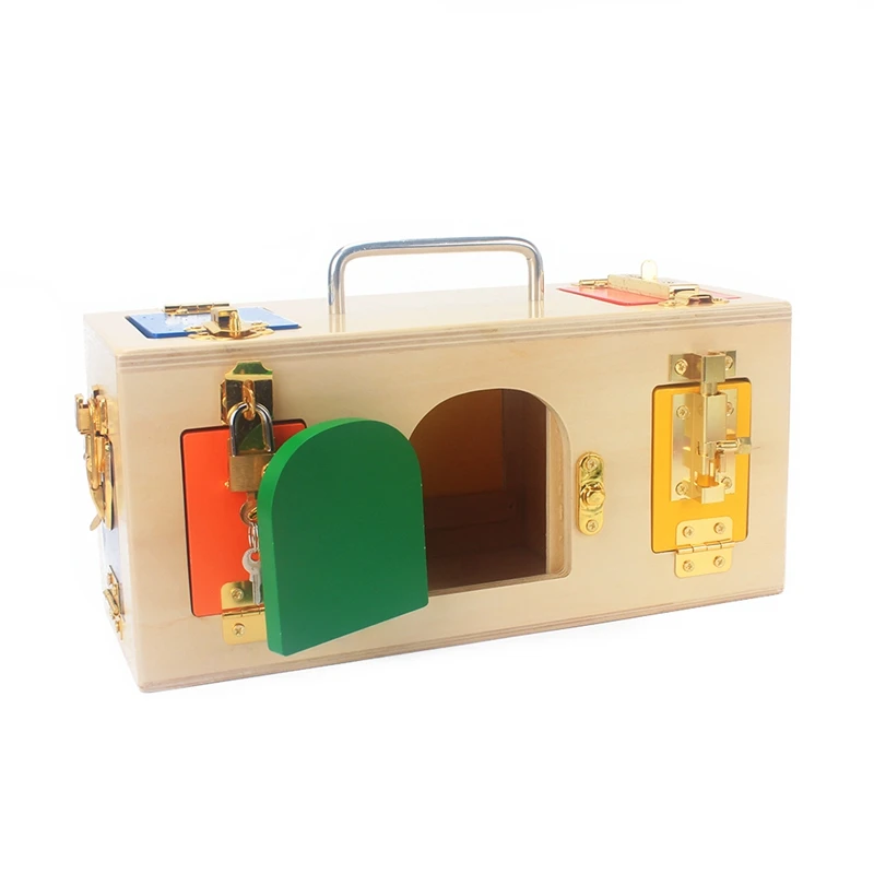 Детская игрушка Монтессори цветная коробка с замком базовые навыки практическая