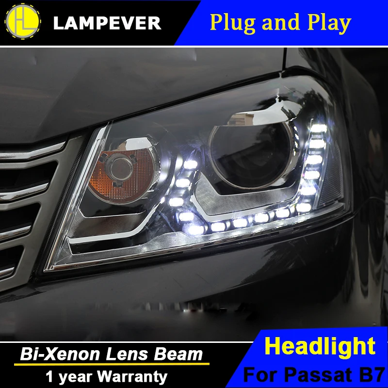Lampever Style для VW Volkswagen Passat B7 фары 2012-2016 светодиодный биксеноновые линзы DRL HID