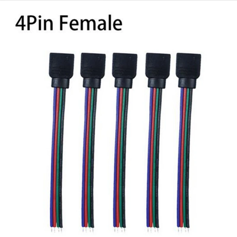 

5pcs 4pin PCB board connector wire LED RGB Light Strips 4 pin Female Connector Wire Cable For SMD 5050/3528 RGB LED Strip light
