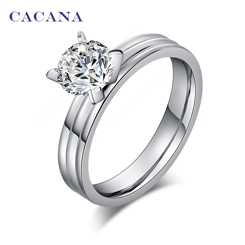 Женские кольца из нержавеющей стали CACANA модные ювелирные изделия № R28|stainless steel
