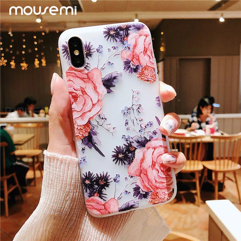 CAPAME Case For iPhone 5S SE Soft Silicone Phone Cases 6 6S 7 8 Plus X XS MAX XR On Apple Flower |