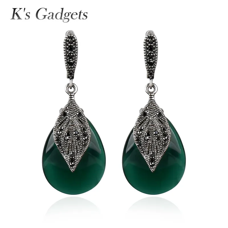 K's гаджеты Зеленый Натуральный Камень Опал висячие серьги серебряный цвет