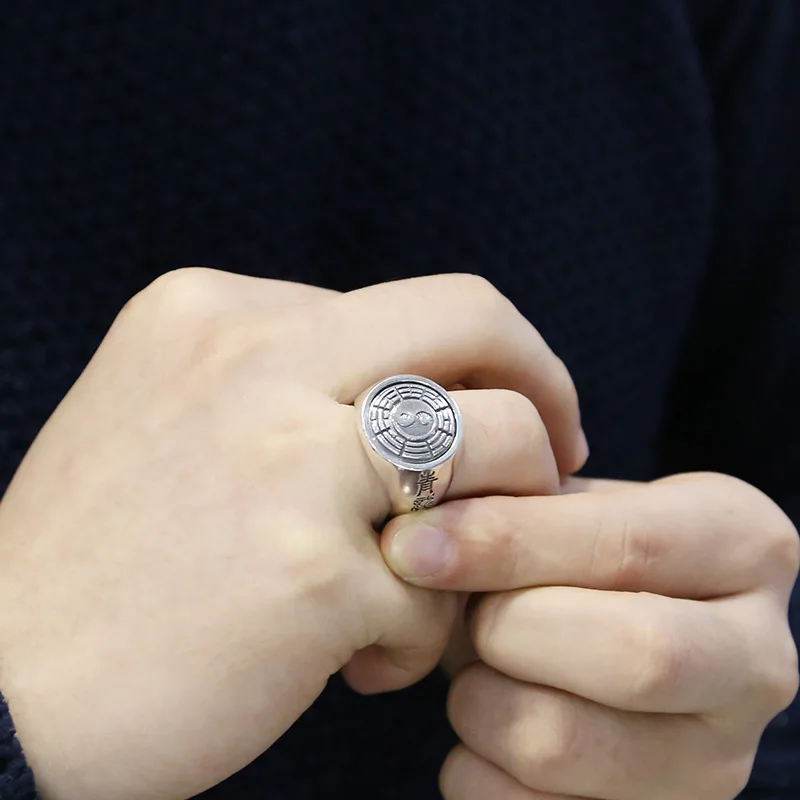 

Ethnic Tai Chi Ring 100% Real 925 Sterling Silver fine Jewelry Turnable Taoism Lucky money Letter Ring 2018 Valentine's Day R79