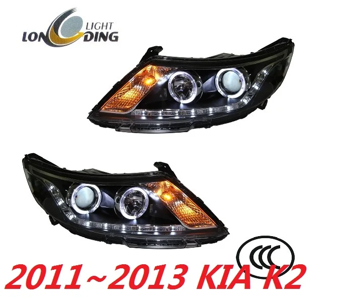 2011 to 2014year 2шт Автомобильный головной светильник для KIA K2 2011~ /~ светодиодные фары DRL ходовой светильник s биксеноновые фары Противотуманные фары с ангельскими глазками авто - Цвет: 2011 to 2014year