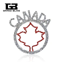 new fashion design rhinestone canadapins with maple leaf hand made jewelry