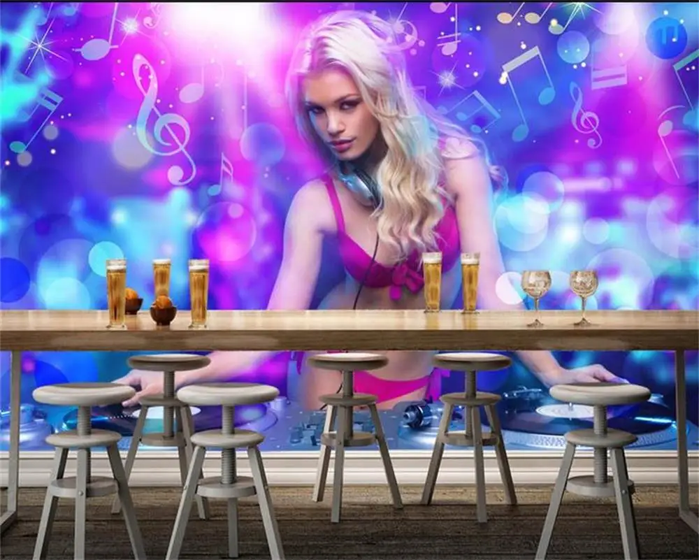Пользовательские 3d фото обои для комнаты Фреска диван фон ночной клуб DJ красота