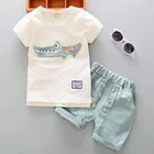 Спортивный костюм для мальчиков, футболка с геометрическим рисунком и шорты с цифровым принтом, комплект из 2 предметов, лето 2019