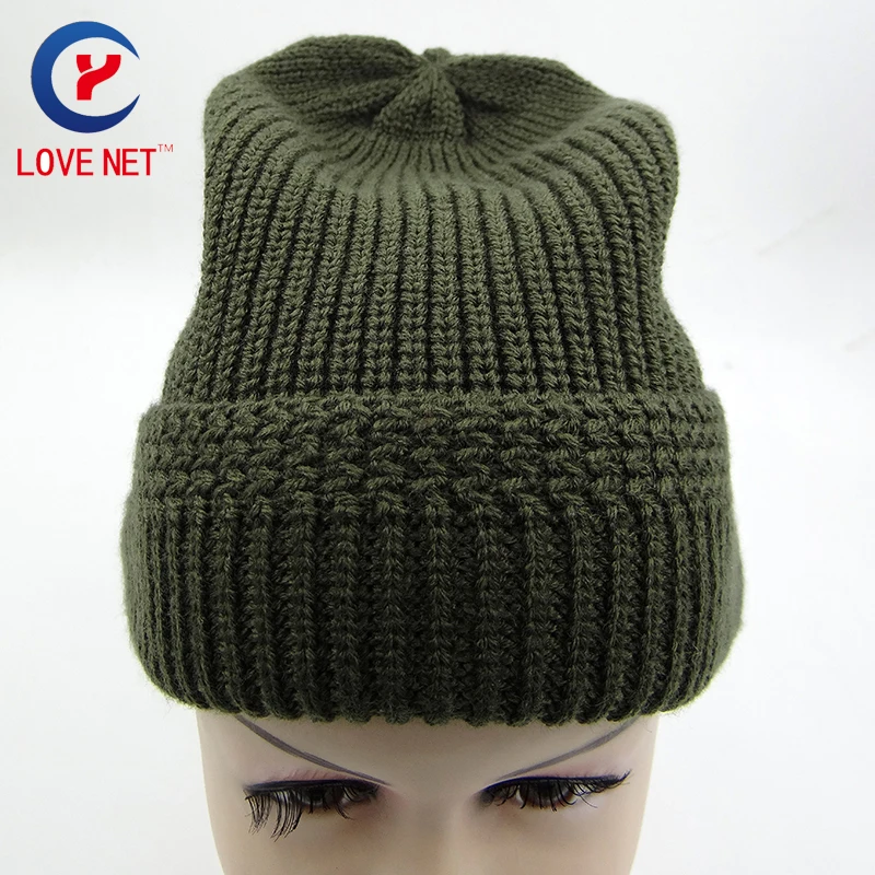 Модные Вязание Кепки Армейский зеленый трикотажные взрослых капот s осень зима