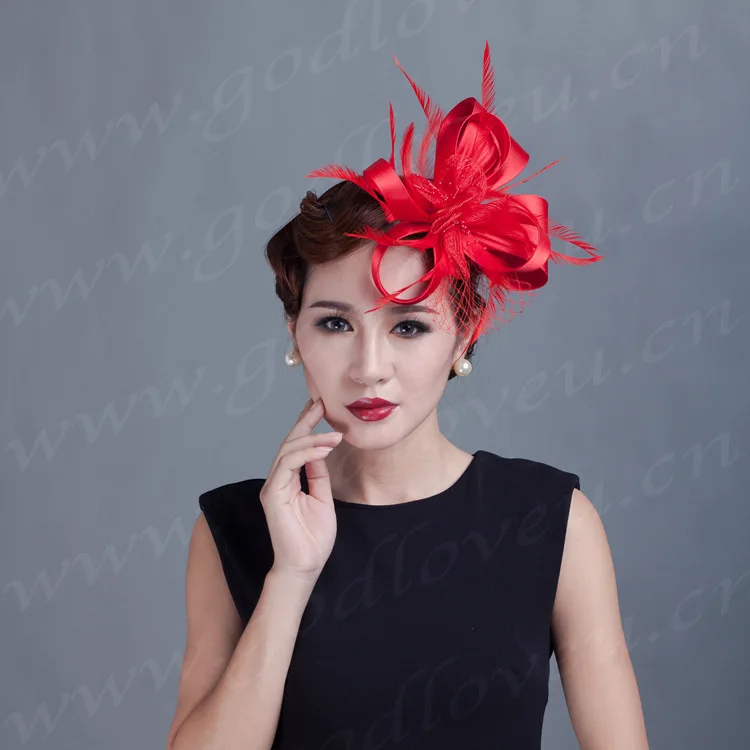 Женская шляпа с белыми перьями и цветами 5 цветов |