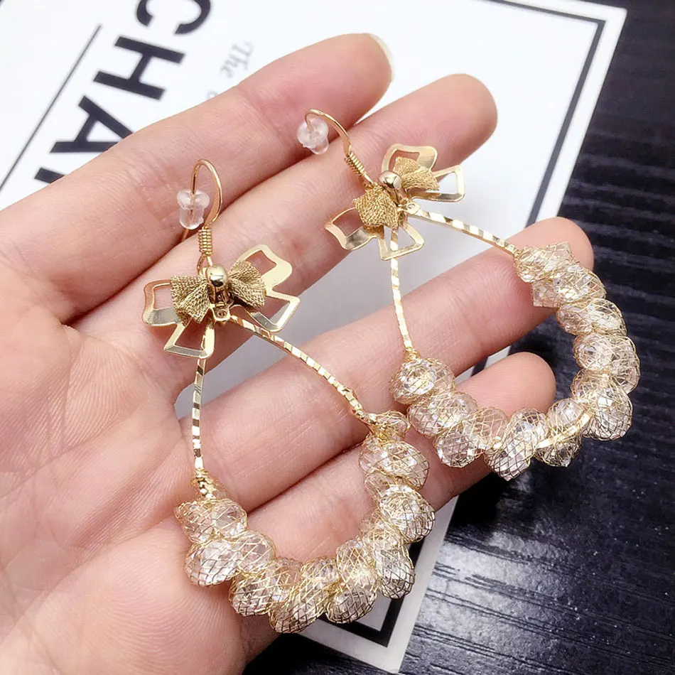 TrinketSea Мода бантом сетки серьги для Для женщин Проволочная сетка чистая