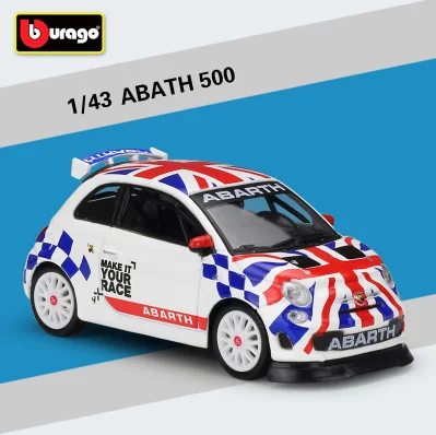 BBurago 1:43 автомобиль Abarth Fiat 500 Assetto Corse Супер гоночный литья под давлением образовательная Коллекция Модель для детей подарки с коробкой - Цвет: B