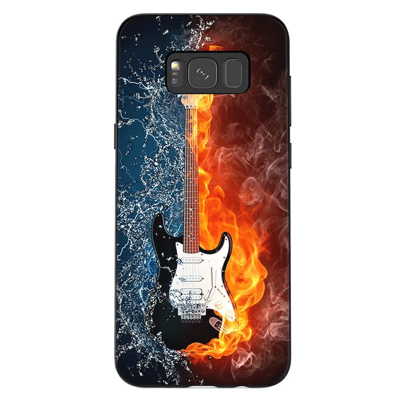 Mobile Phone Case For Samsung M10 M20 M30 M40 S6 S7 Edge S8 S9 S10 S10E Plus Note 8 9 Cover Guitar Blue Music Electric Bass | Мобильные