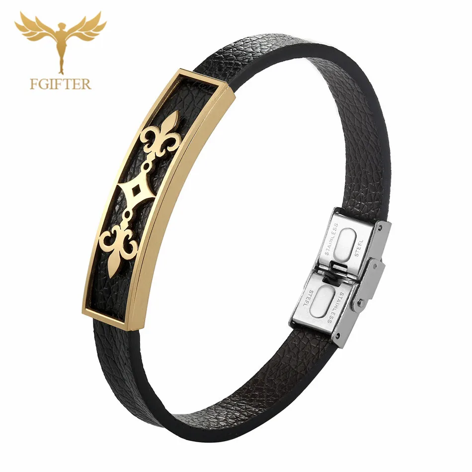 Bracelets Bangles Дизайн, браслеты из натуральной кожи, браслеты для мужчин и женщин, 17 см, 19 см, 20 см, 21,4 см, длина на выбор, ювелирные изделия из нержавеющей стали 316L - Окраска металла: Bracelets Bangles
