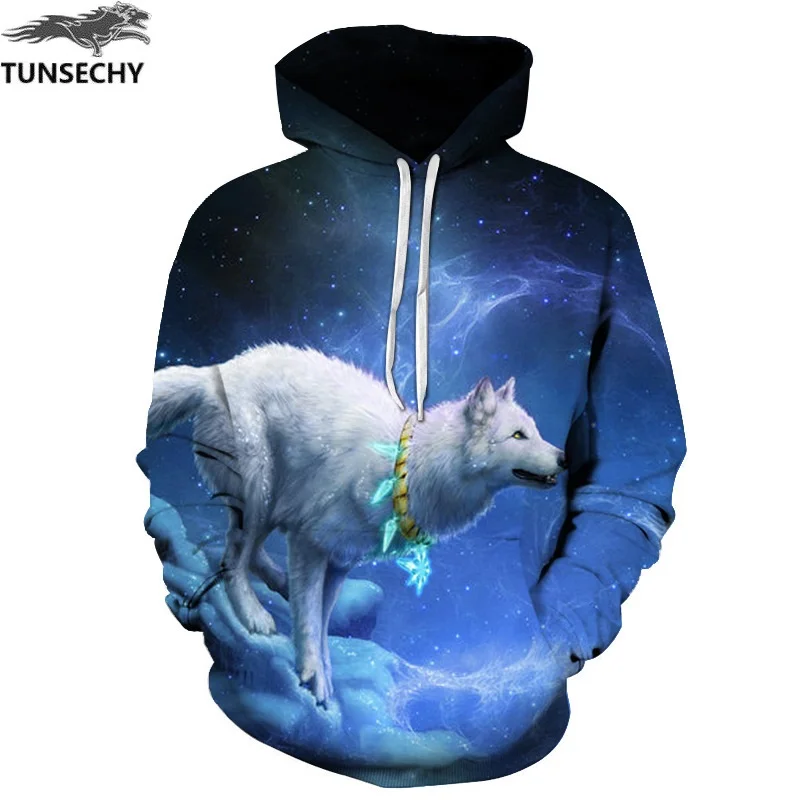 Бренд TUNSECHY новые Кофты мужские/женские Толстовки с капюшоном 3D принт в виде волка