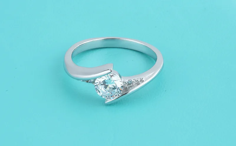 Kiteal Womens Engagement crystal Rings Fashion Silver Jewelery Party Cubic Zircon Ring Wholesale Alyans Bayan 925 stamp Yr023