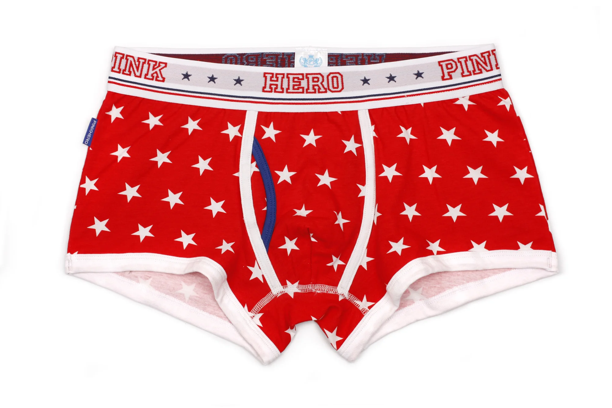 MEN RD Розовый герой хлопок модные сексуальные звезды полосы мужские шорты с принтом боксеры пары нижнее белье удобные шорты женские трусики lover трусы - Цвет: MEN RD