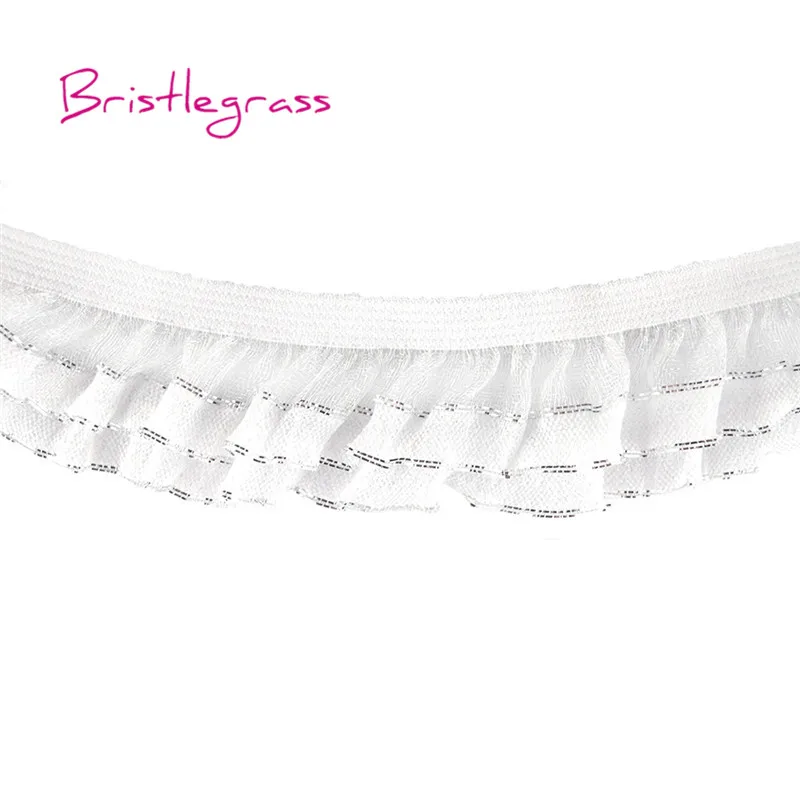 BRISTLEGRASS 5 ярдов 1 "Серебряный Блестящий оборки Лоскутная кружевная отделка