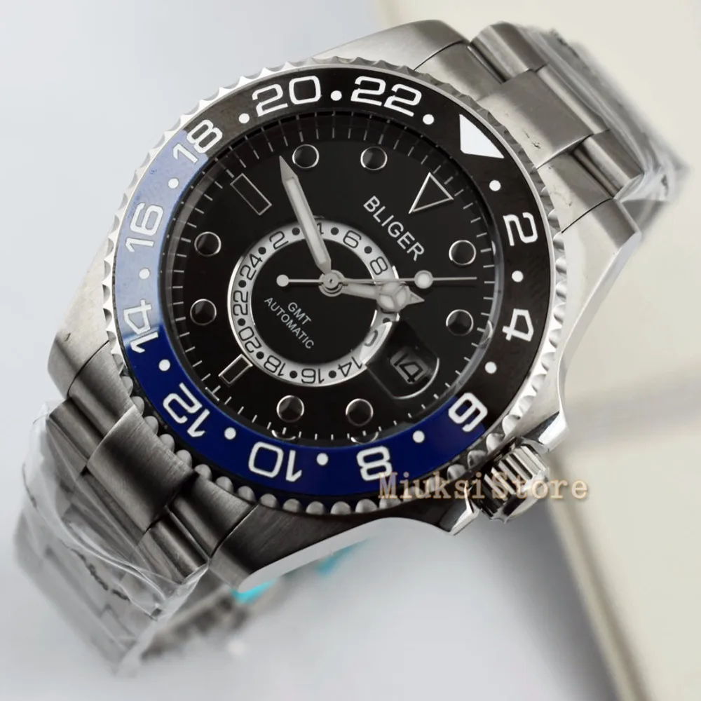 43 мм D'origine черный montre mode pour Top marque automatique multifoncments homme календириор мужские