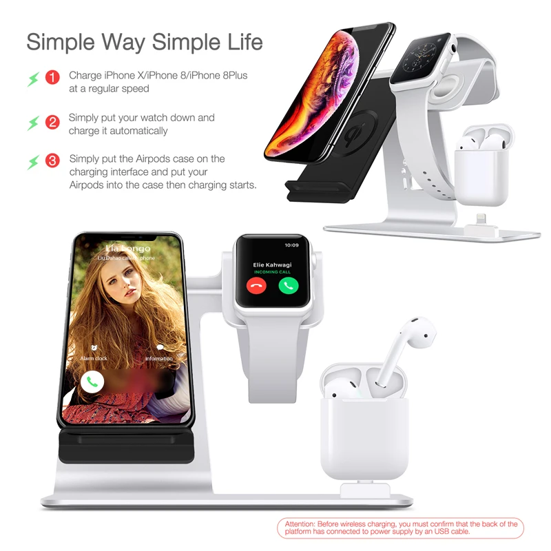 Беспроводное зарядное устройство VVKing 3 в 1 для iPhone X XS Max XR 8 Plus Samsung S9 S8 Note 9 Apple watch Qi