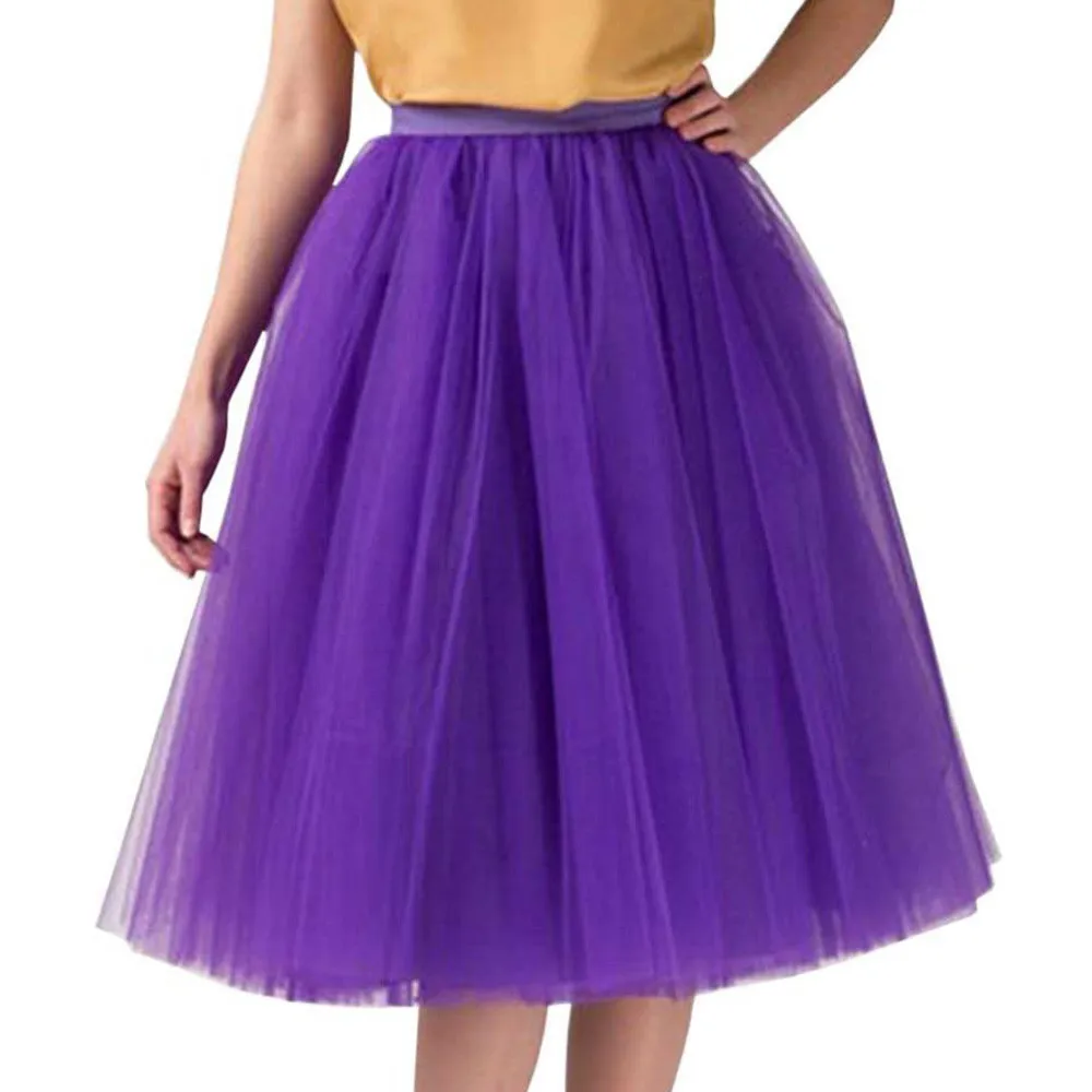 Skirts Womens Midi Pleated Gauze Knee Length Polyester Solid Skirt Plus Size Tutu Dancing Jun | Женская одежда