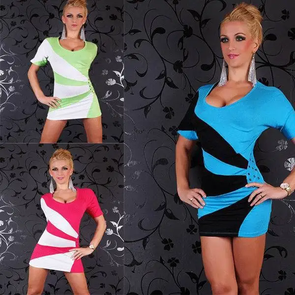 Горячая Распродажа популярное 3 цвета сексуальное синее мини-платье 3S2045