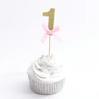 pink 10 шт. с днем рождения кекс топперы 1st для маленьких мальчиков украшения для девочек I AM ONE My 1 год День Рождения вечерние принадлежности - Цвет: pink