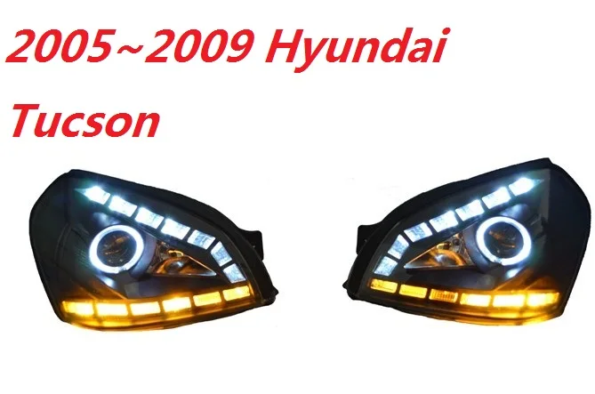 one set 2pcs 2 шт. автомобильный головной светильник для tucson головной светильник s 2005 2006 2007 2008 2009 год Tucson задний светильник светодиодный DRL HI LO HID xenon - Цвет: one set 2pcs