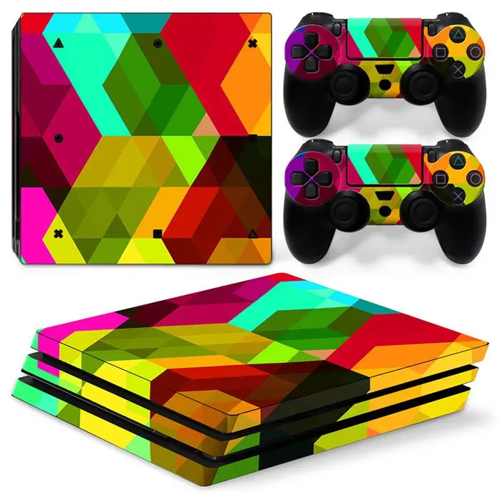 Красочная Виниловая наклейка для консоли PS4 Pro + на 2 контроллера игровых