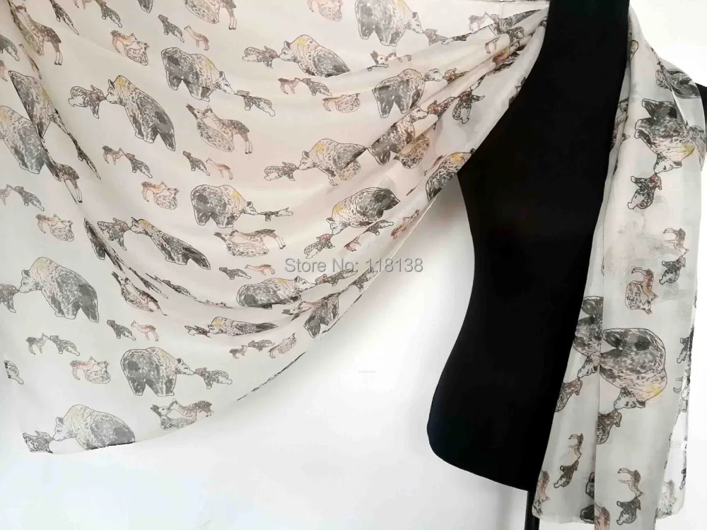 Шарф с принтом медведя шаль весенние аксессуары шарфы Бесплатная доставка|scarf