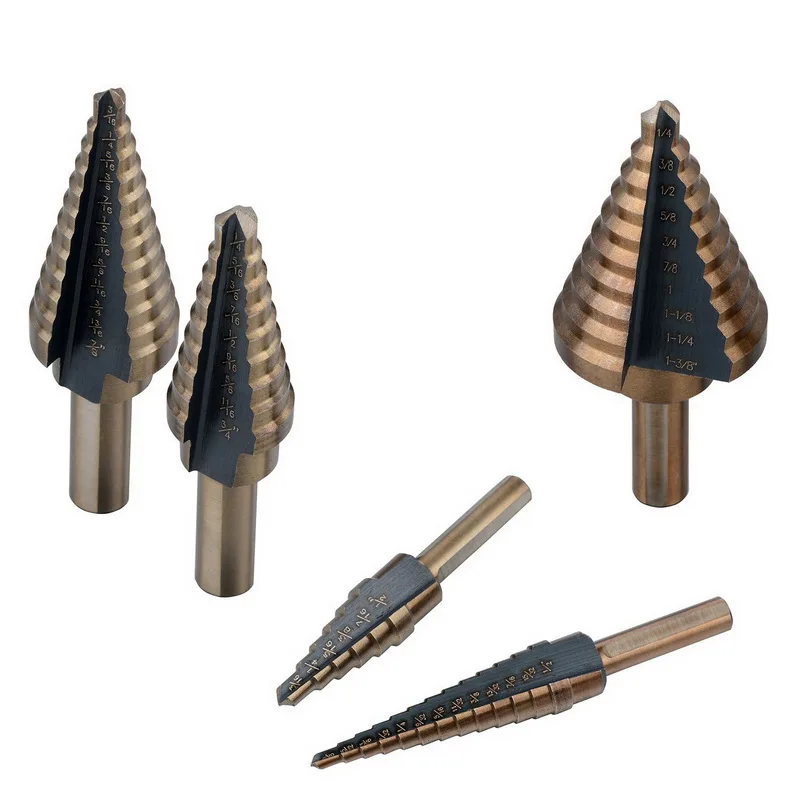 5 шт./компл. титановый HSS Core шаг сверла набор с 1/4 &quotи 3/8&quot Shanks SAE алюминиевым