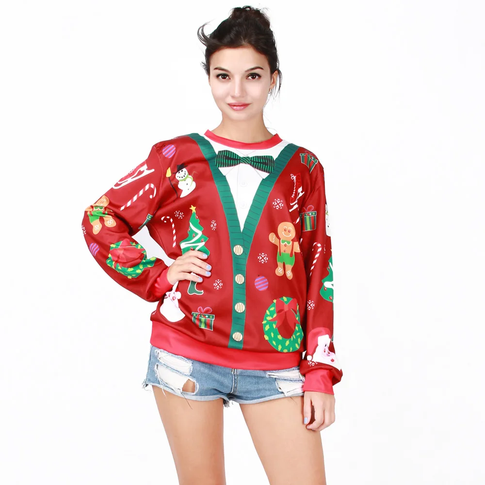 Толстовка с капюшоном и принтом снежного человека Женский Рождественский