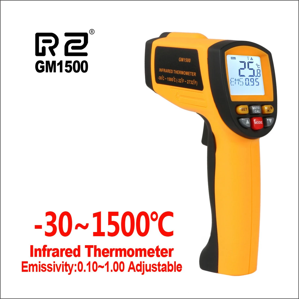 

RZ Infrared Thermometer Non-Contact Digital Temperature Controller Thermometer GM1500 indoor/outdoor IR Laser thermometer