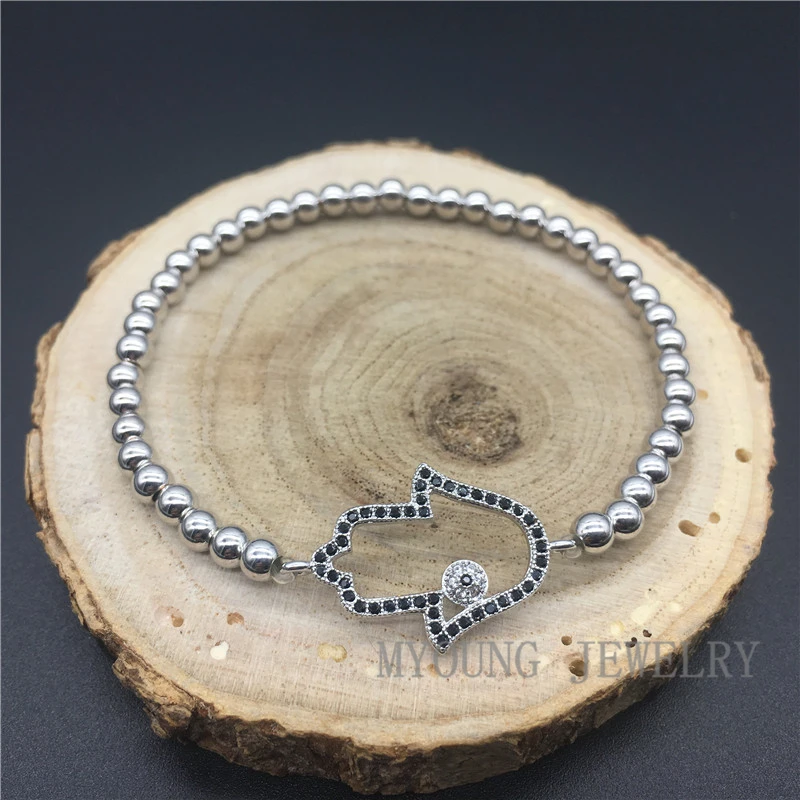 MY1205 микро-паве CZ цирконий ажурный Хамса Фатима ручной Соединитель с 4 мм