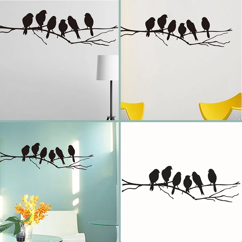 1 шт. Съемный Черный ветка дерева с птицами ПВХ наклейки настенные художественная