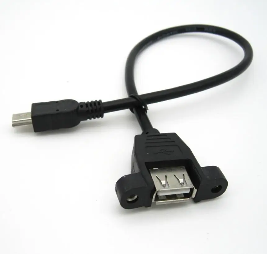 5 шт. мини-usb 5pin 2 0 папа к USB B Тип гнездовой кабель 30 см 50 с панельным креплением