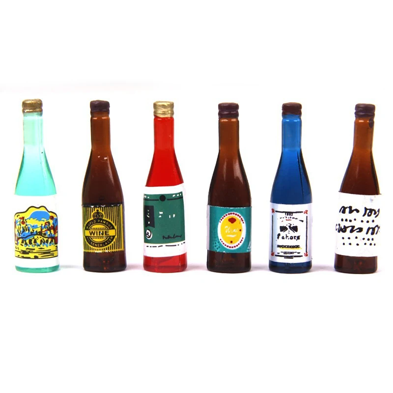 1:12 Miniature Doll House Bottles Wine 6 Piece Play Games Furniture DIY Handmade Accessories |